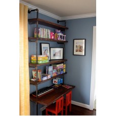 Industrial Pipe Shelves With Desk